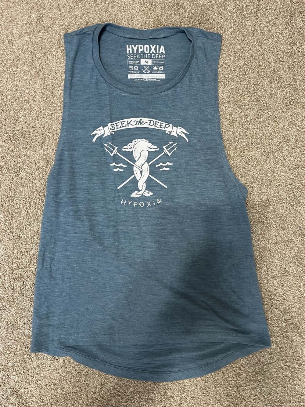 Hypoxia Seek the Deep Tank Graphic Tank Top Blue Size Medium
